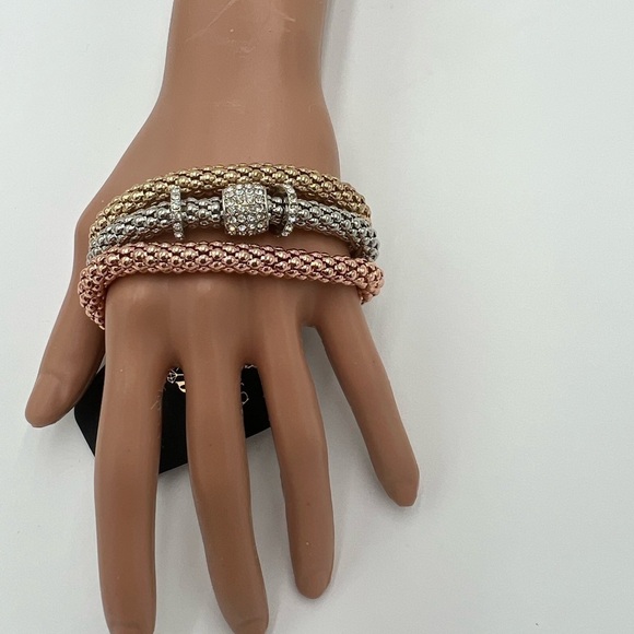 Multilayer Bracelets - 3PCS Gold/Silver/Rose Gold Corn Chain Bracelet for Women - Picture 5 of 6